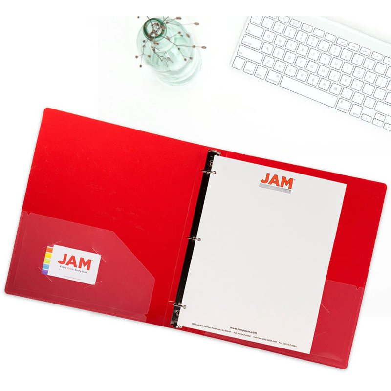 1 Inch Plastic Three Ring Binder with Metal Rings - Red, 10.4 x 11.6 inches