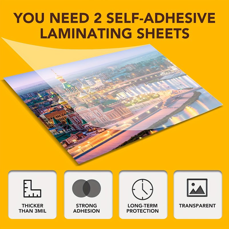Self Adhesive Laminating Sheets 9x12 Inch Pack of 60 Waterproof Clear Protectors