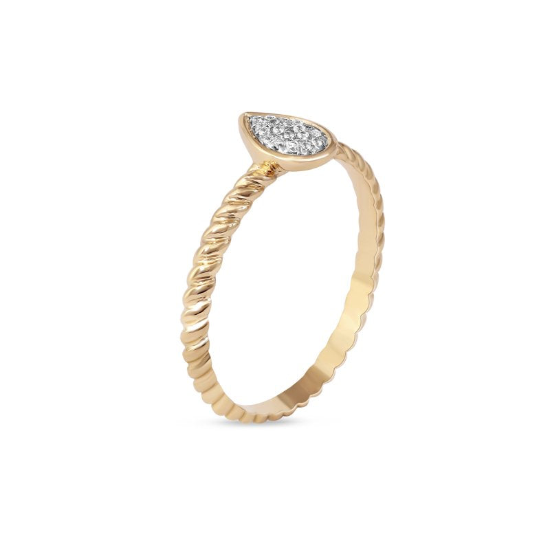 Sterling Silver Diamond Cluster Promise Ring with Pear Shape Design