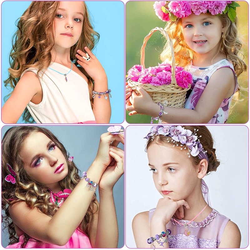 Kids Bead Jewelry Making Kit - DIY Bracelets & Charms for Girls 8-12 Years