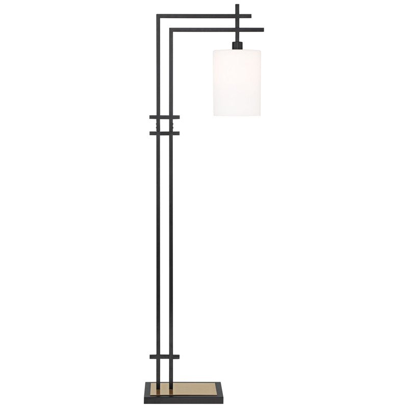Modern Industrial Floor Lamp 65in Matte Black & Gold Frosted Glass Shade