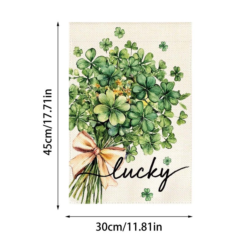 St Patrick's Day Garden Flag Shamrock Yard Sign Outdoor Decor Double Sided
