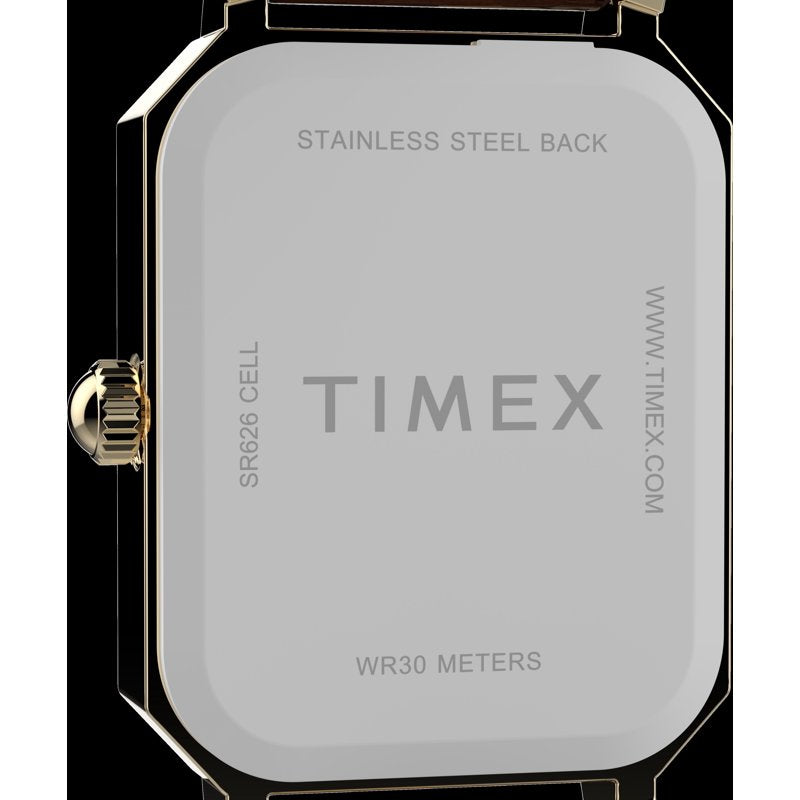 Timex Women's Gold Tone Watch with Croco Grain Leather Strap
