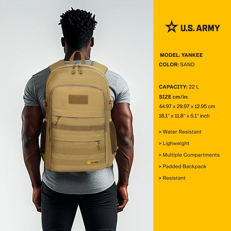 Tactical Laptop Backpack with MOLLE Webbing 22L Water-Resistant Military-Style