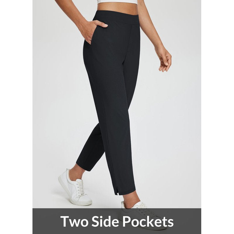 Women's Golf Pants with Pockets and Zipper Ankle Trousers - Stretch, Lightweight, Business Casual