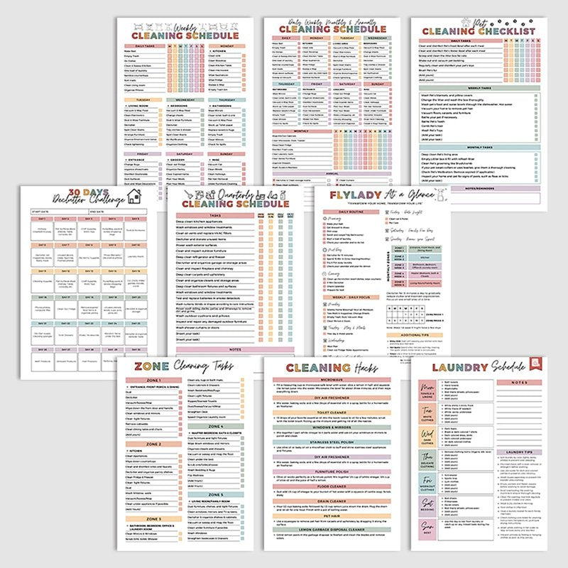 Adult Cleaning Planner with Schedule & Checklist - Undated Household Chores Journal