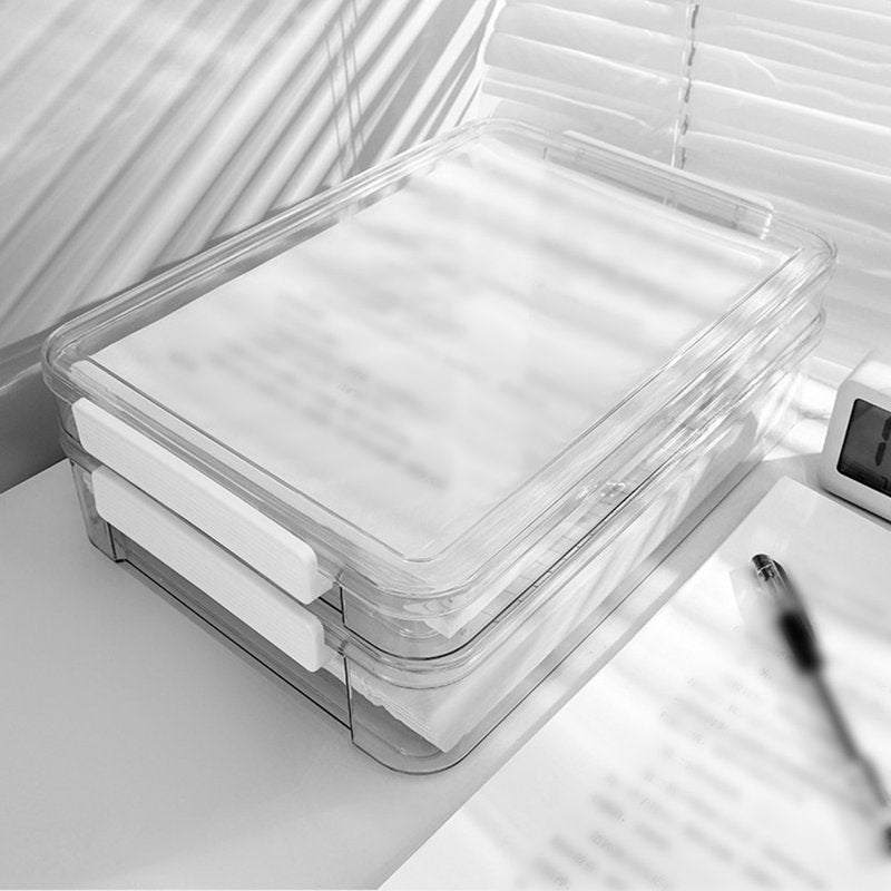 A4 Document Storage Box Office File Organizer Stackable Clear Plastic