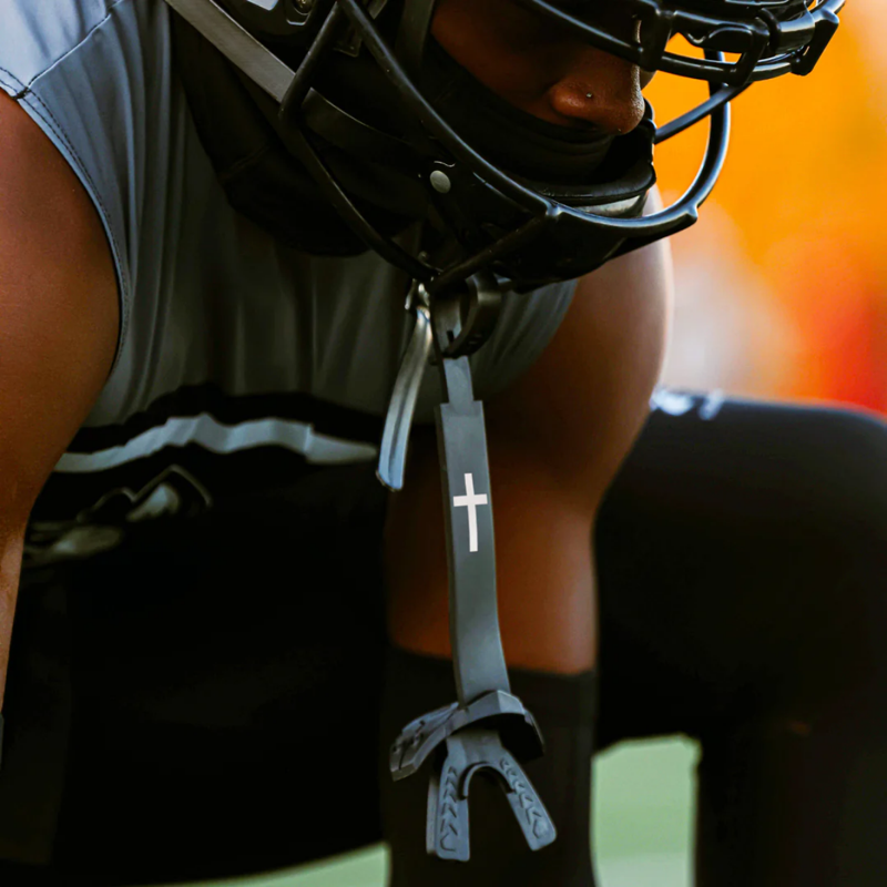 Football Mouthguard with Integrated Strap - Shock Absorbing Lip Protection