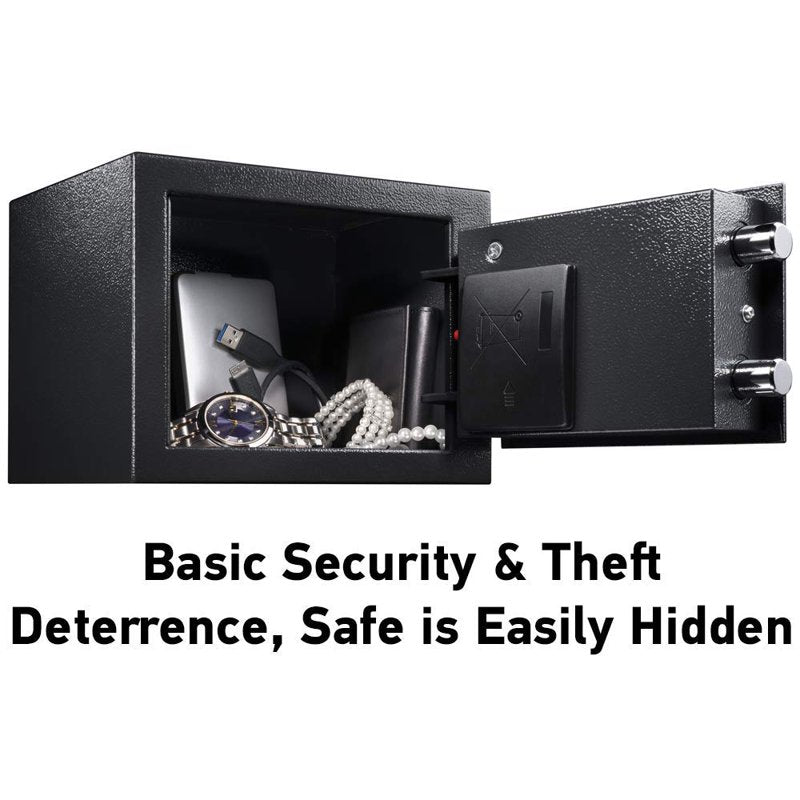 Electronic Security Safe - Pry-Resistant Steel Lock Box for Valuables, Fits Laptops