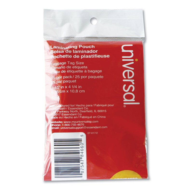 Gloss Clear Laminating Pouches 2.5 x 4.25 Inches, 5 Mil Thickness - Pack of 25