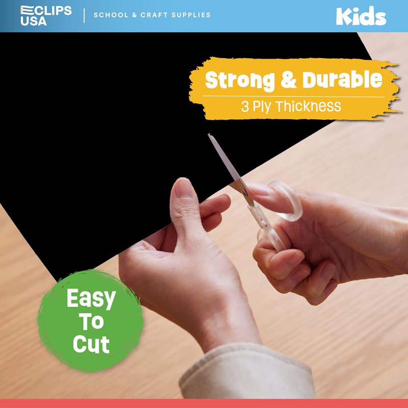 Large Black Poster Board 11 x 14 Inches - Bulk 100-Pack for School & Crafts