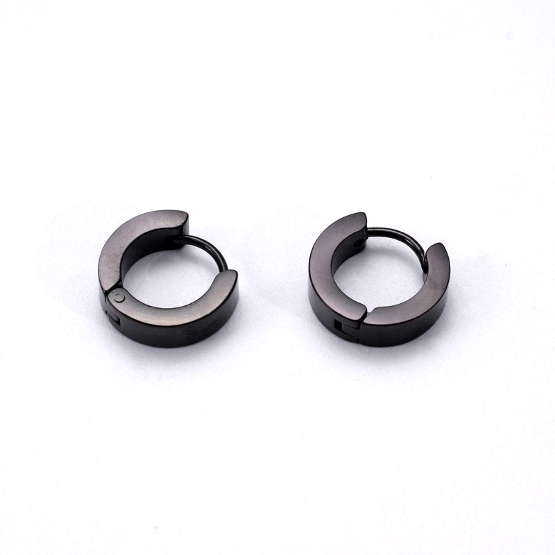 Men's Black Stainless Steel Earring Set 3 Styles Hypoallergenic Jewelry