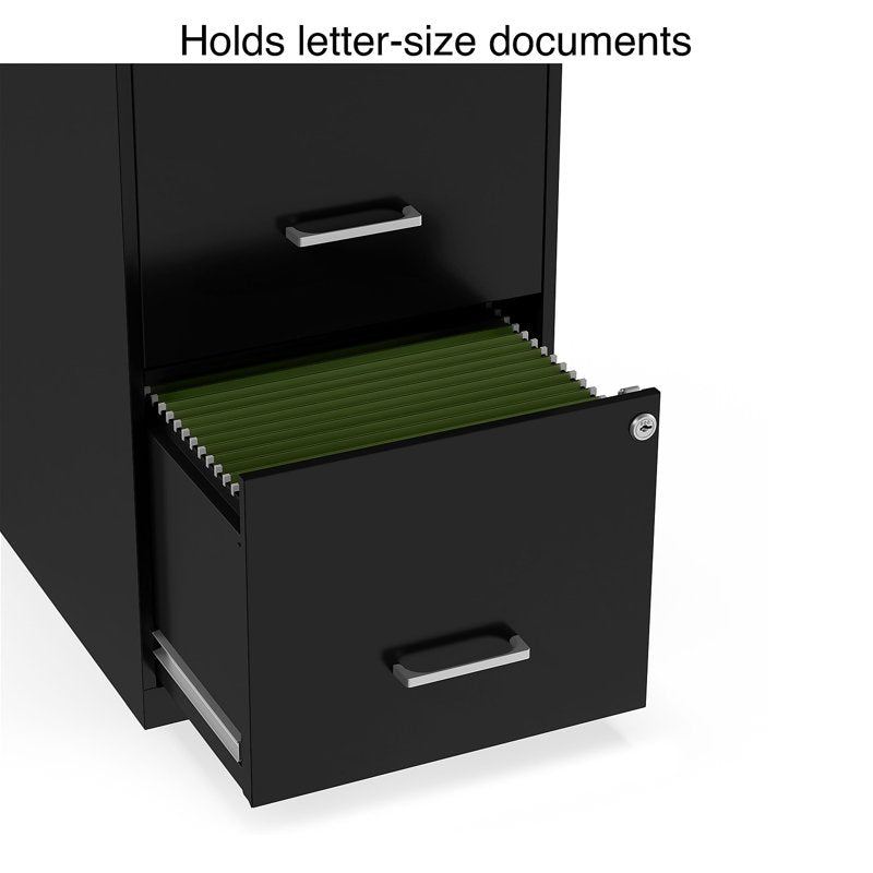 2-Drawer Locking Vertical File Cabinet Black 18D for Office & Home