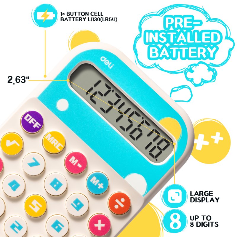 Portable Pocket Calculator with Large Display for School and Office
