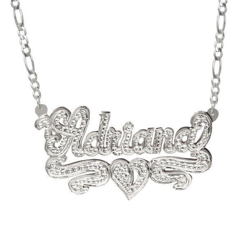 Personalized Name Necklace with Beading and Rhodium Finish – Silver or Gold Plated