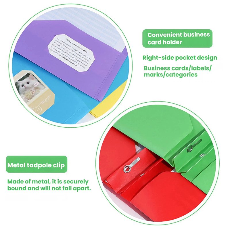 2-Pocket Plastic File Folders with Prongs - Colorful Heavy Duty Organizer Set