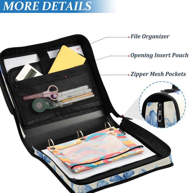 Zipper Binder with Shoulder Strap and Handle - 1.5 Inch Capacity Organizer