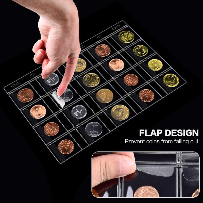Black Coin Collection Album with 260 Pockets - Durable Display & Storage Book