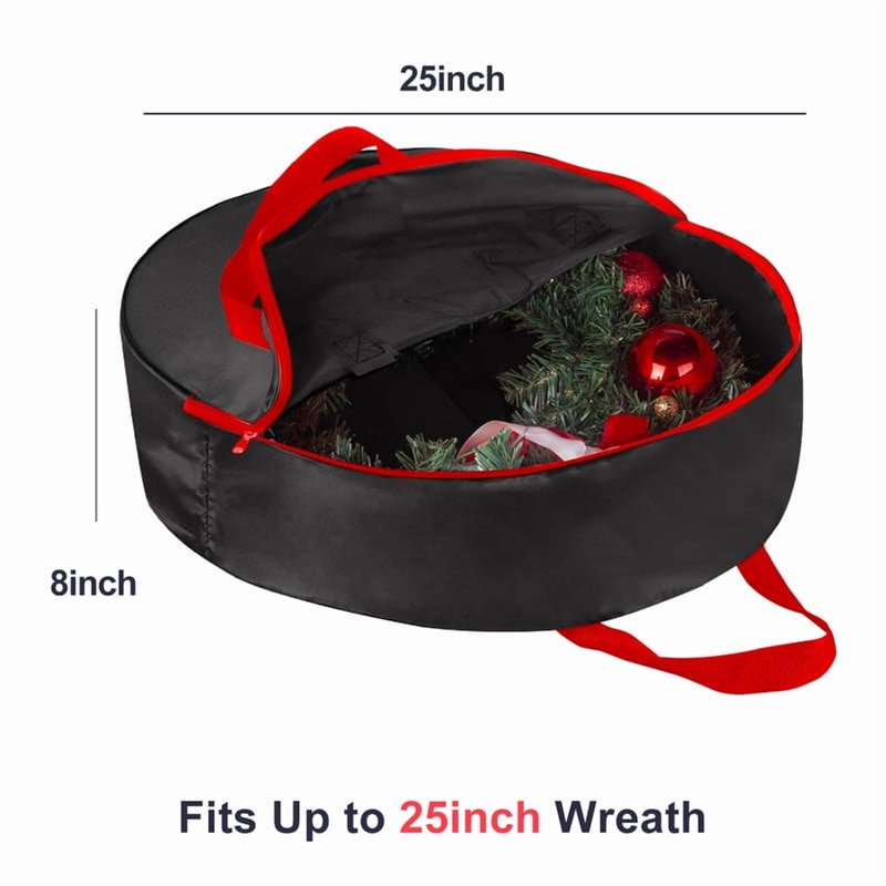 Heavy-Duty Christmas Wreath Storage Bag with Handles & Zippers - Seasonal Organizer