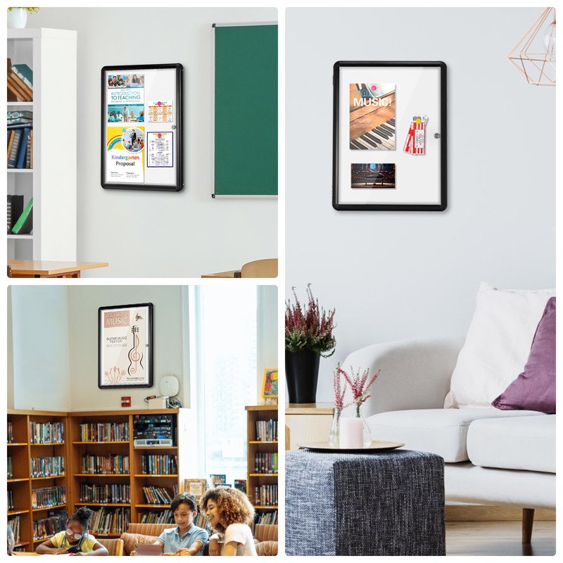 Lockable Magnetic Whiteboard Cabinet for Wall 26x20/36x24 - Tamperproof Dry Erase Noticeboard with Magnets