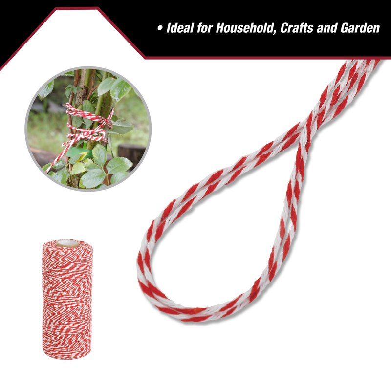 Cotton Twine with Candystripe Pattern - 656 Feet for Crafts & Packaging