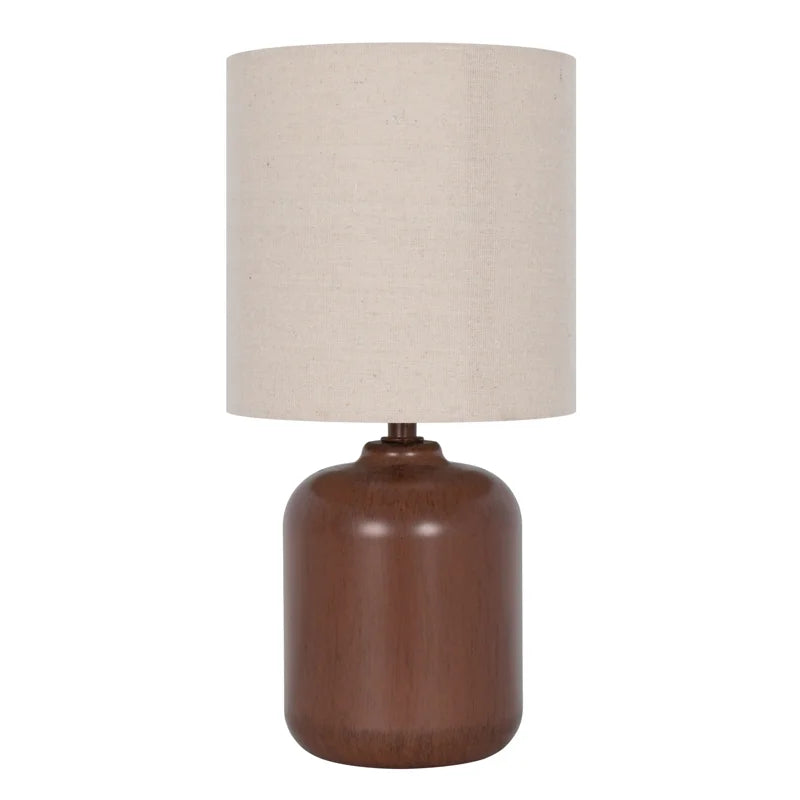 4 Pack Traditional Faux Wood Table Lamps with Oatmeal Shades - 12.75 Inch