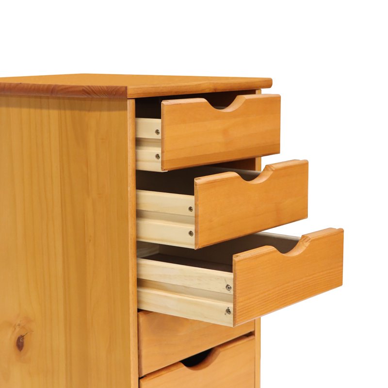 Solid Wood Mobile Storage Cart with 6 Drawers - Sustainable Pine, Versatile & Durable