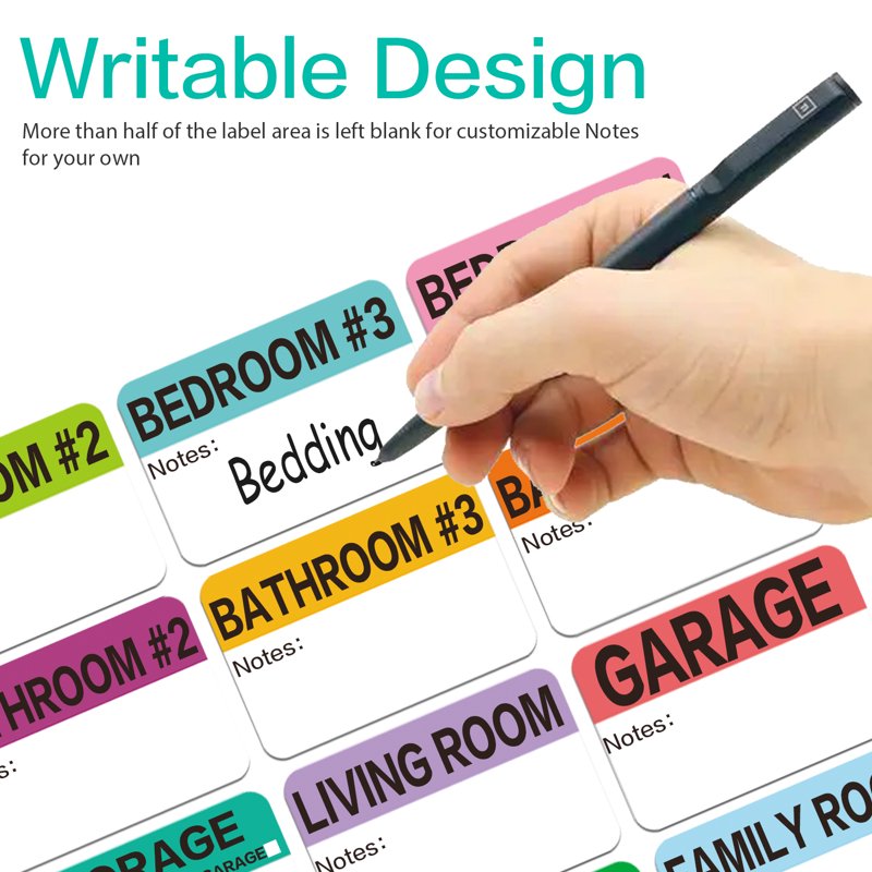 600 Pack Moving Box Labels with Writable Notes for 3-4 Bedroom House Packing