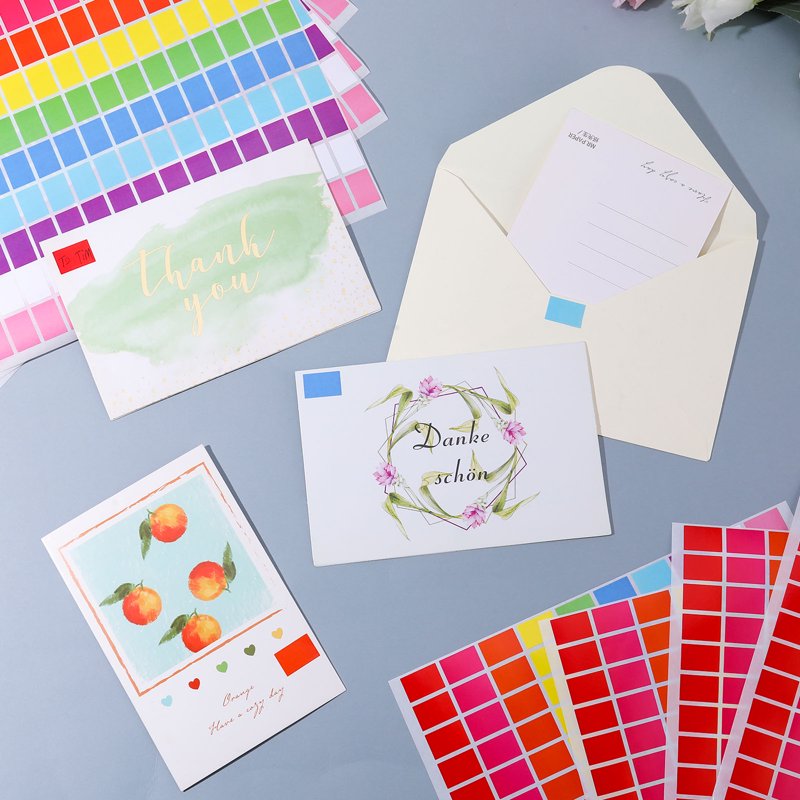 Rainbow Coloured Stickers Labels Set - 3000 Self-Adhesive Rectangular Labels for Organizing & Labeling