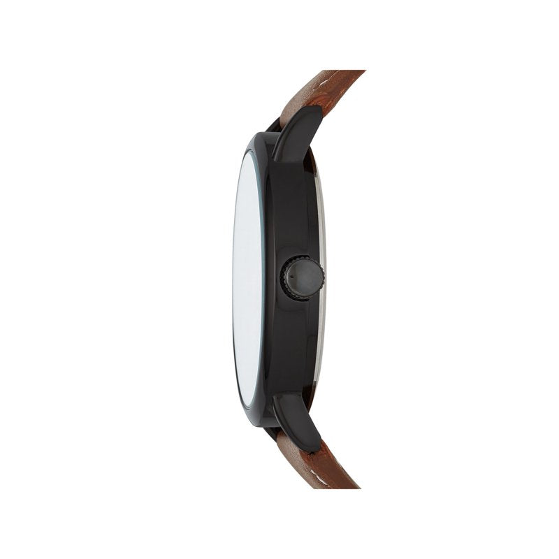 Men's Analog Watch with Gunmetal Case and Vegan Leather Strap