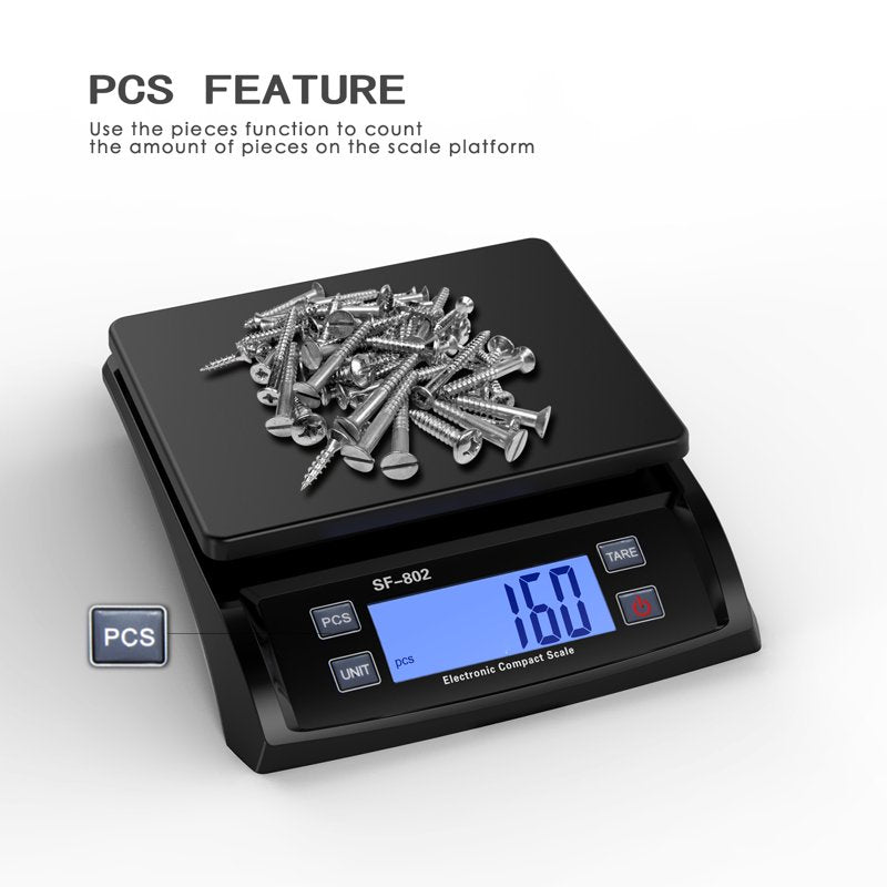 Digital Postal Scale 66lb/30kg with Tare & Multiple Units, Portable Tabletop Design