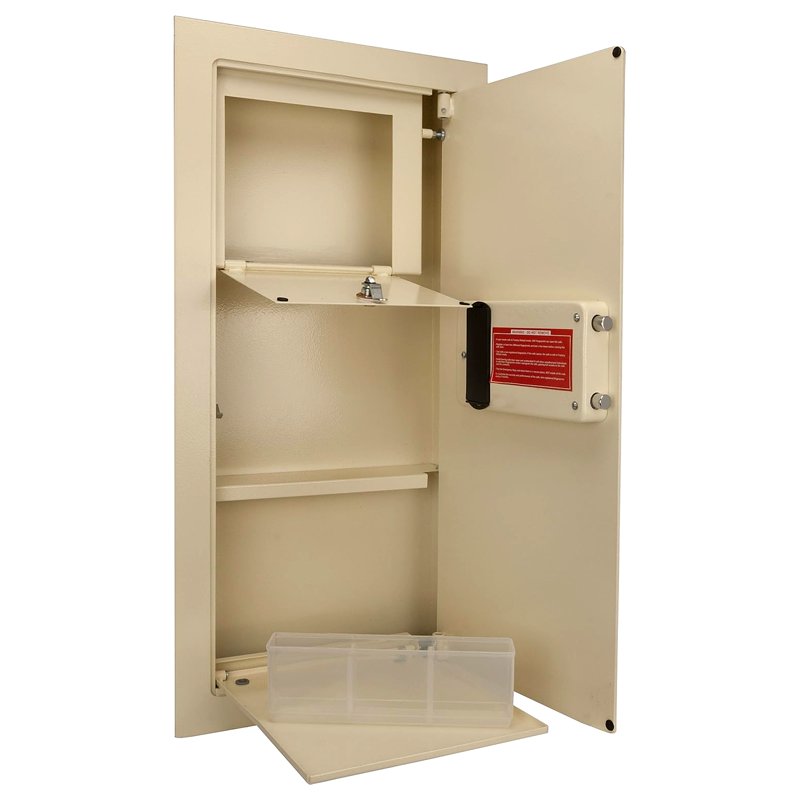 Large Biometric Wall Safe 0.82 Cu Ft Beige Security Safe with Fingerprint