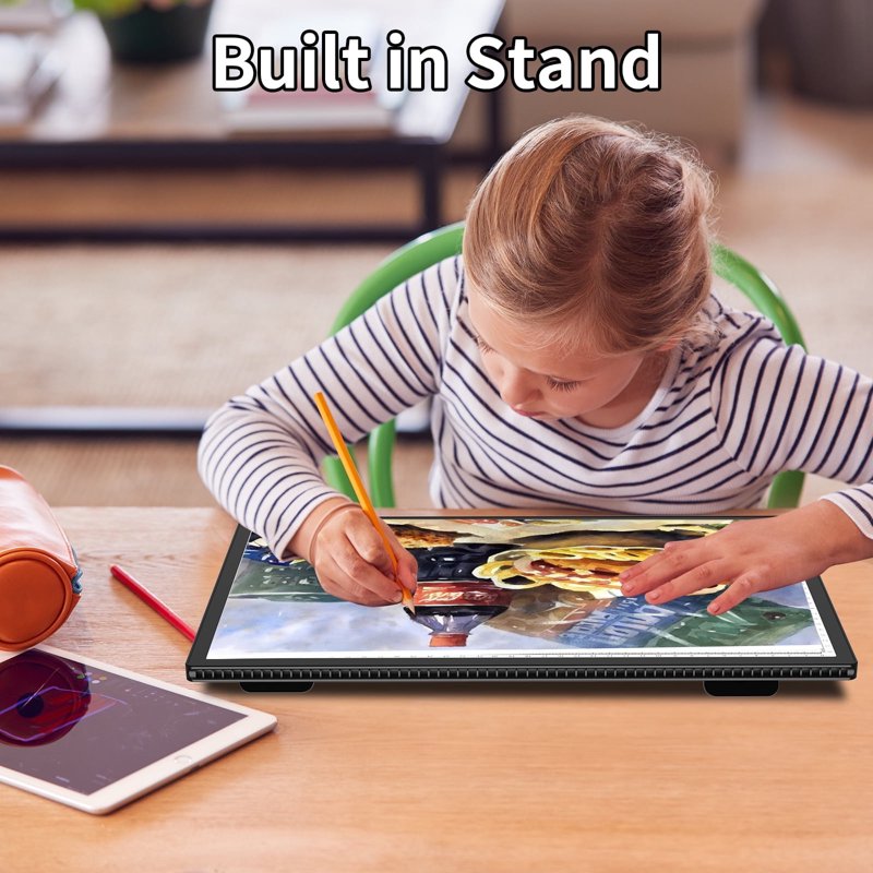 A3 Light Box for Tracing & Diamond Painting with Rechargeable Battery, 3 Colors, 6-Level & Stepless Dimming, Built-in Stand