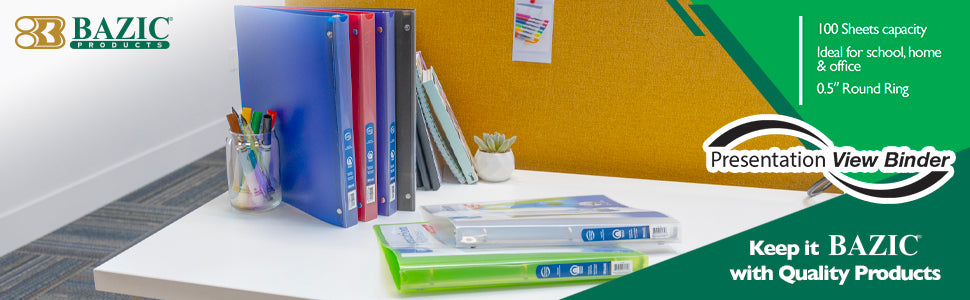 Poly 3-Ring Presentation Binder with Pocket - 6 or 48 Pack, 1/2 Inch