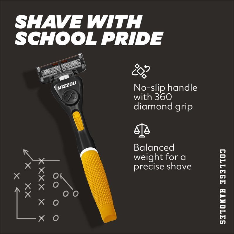 6-Blade Razor Starter Set with Diamond Grip Handle - Shaving Kit for Men