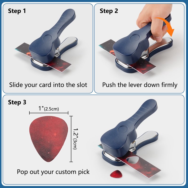 Guitar Pick Maker Kit with Leather Keychain & 15 Pick Strips - DIY Custom Picks