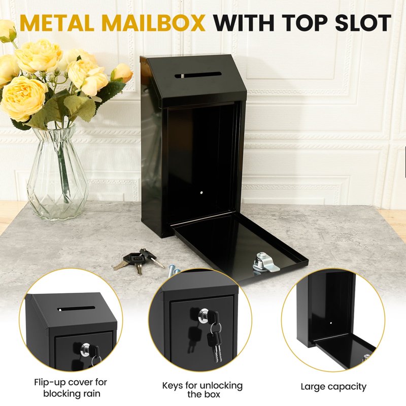 Metal Suggestion & Donation Box Wall Mount Lockable Collection Box