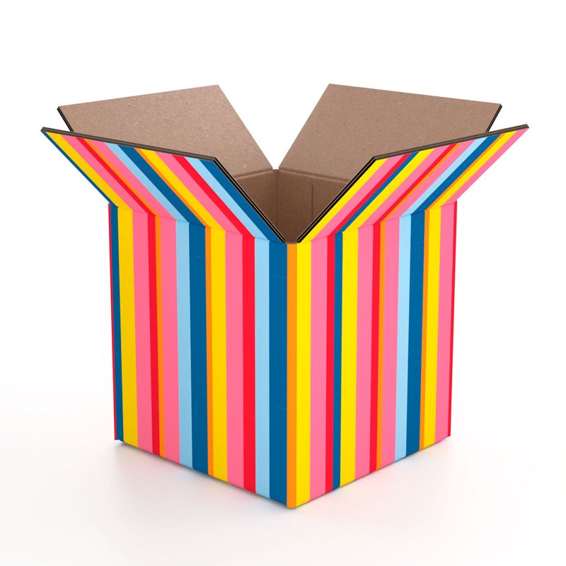 Small Shipping Box 6x6x6 Inches - Pack of 3 Striped E-Commerce Packaging