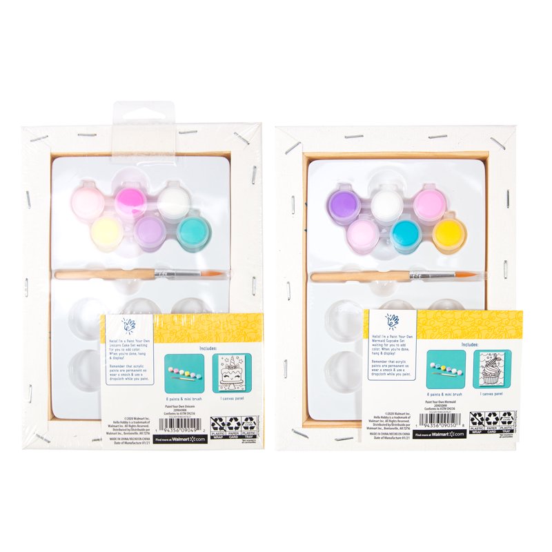 Paint Your Own Unicorn Cupcake Canvas Kit - DIY Art Set for Kids & Teens
