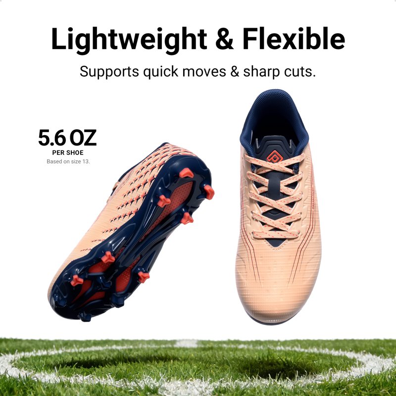 Dream Pairs Kids Soccer Cleats Coral Pink - High-Speed, Lightweight Football Shoes (Variation 6)