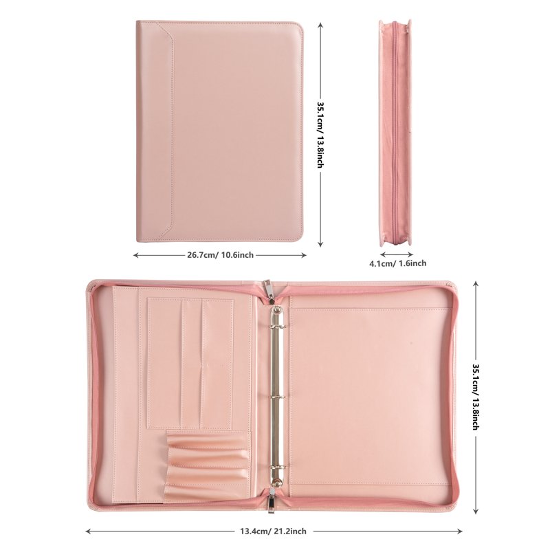 Leather Belief Portfolio Padfolio with 3-Ring Binder and Zipper Closure - A4 Business Organizer for Professionals and Students
