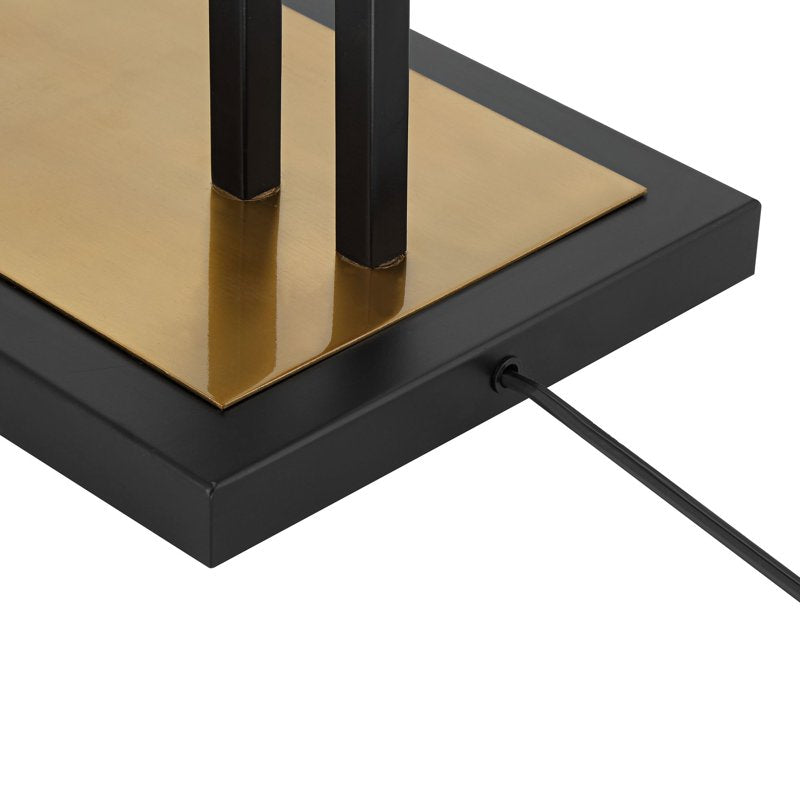 Modern Industrial Floor Lamp 65in Matte Black & Gold Frosted Glass Shade