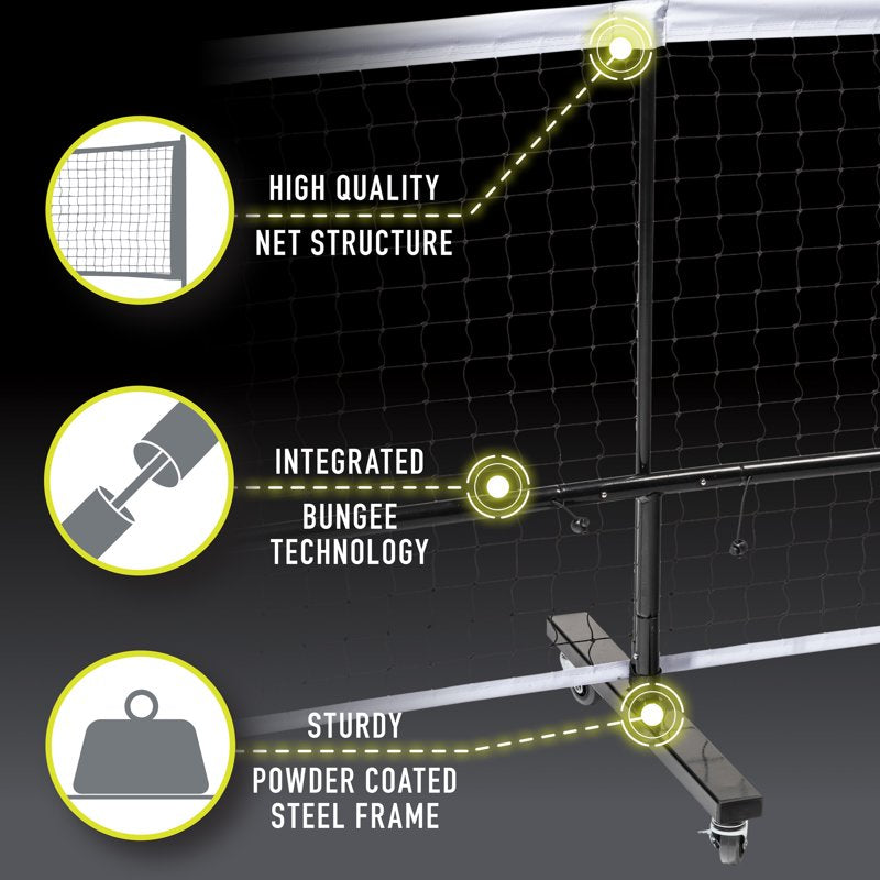 Portable Pickleball Net System - Official Size 22' with Wheels & Carry Bag