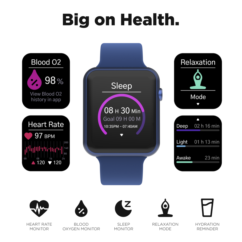 Smartwatch with Health & Fitness Tracking, Notifications & Customizable Features