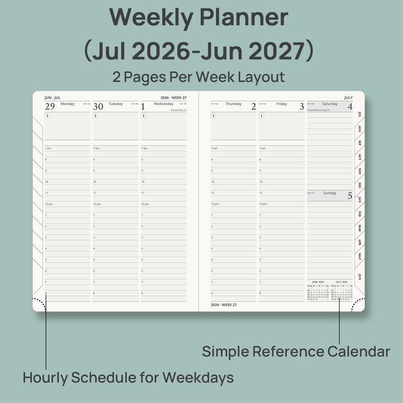 Academic Planner 2026-2027 | Weekly & Monthly Organizer with Hourly Slots