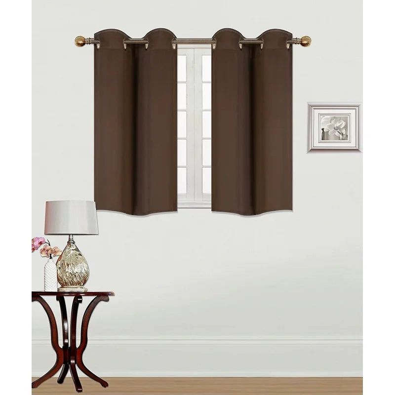 Thermal Blackout Grommet Window Curtain Panel 28x36 Brown - Energy Efficient Privacy