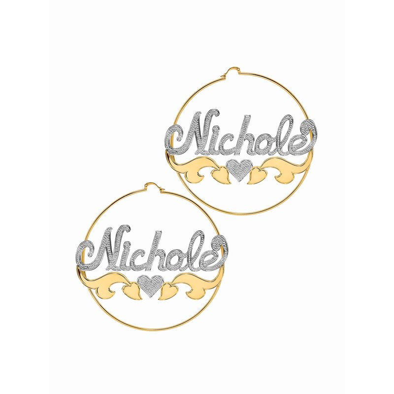 Personalized Hoop Name Earrings with Beading and Rhodium Finish - Customizable for Women