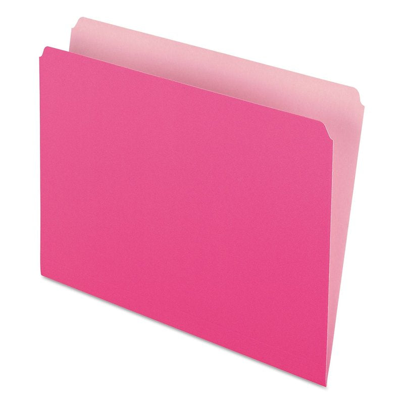 Office File Folders Two-Tone Top Tab Letter Size Pink/Light Pink 100 Pack
