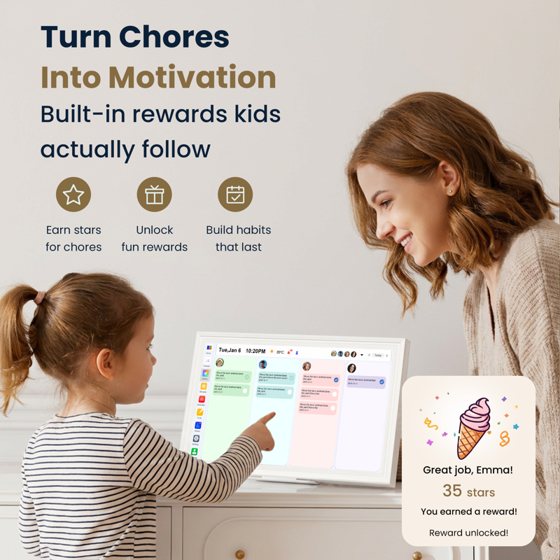 Digital Wall Calendar with Touchscreen & WiFi – Family Organizer, No Subscription