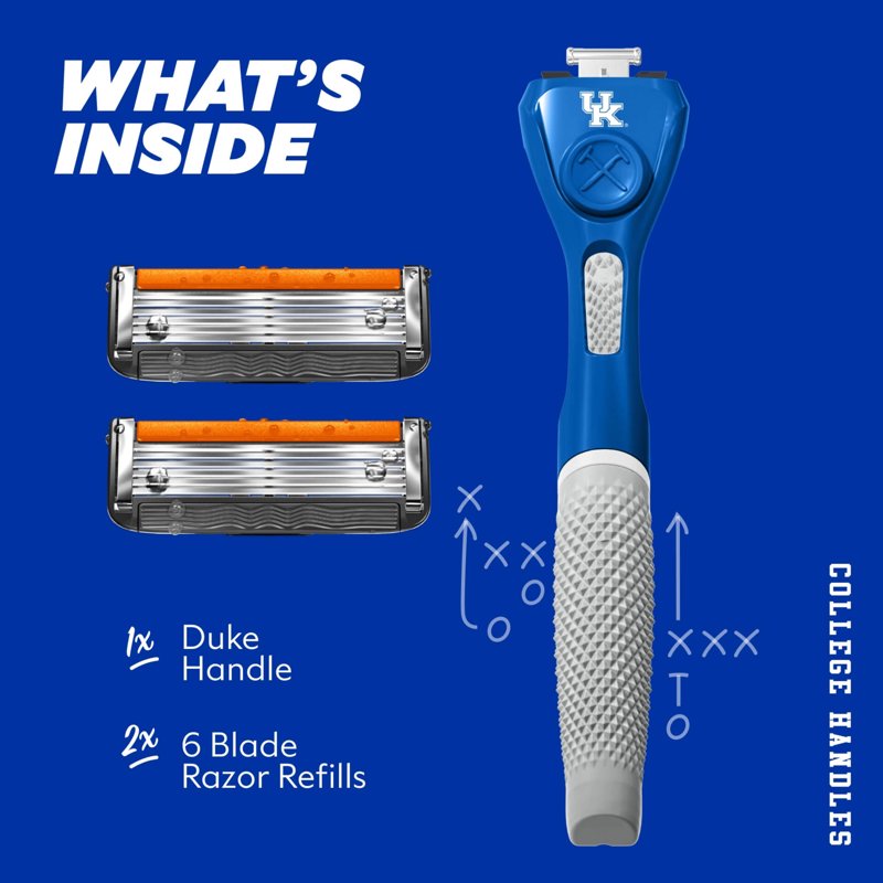 Men's 6-Blade Razor Starter Set with Custom School Colors - Reusable Handle